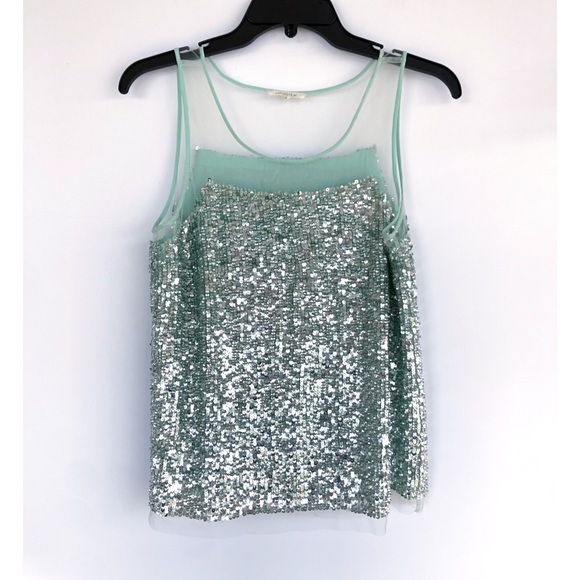 Renzo and Kai Tops - Renzo & Kai Mint Green Sequin Sleeveless Top
